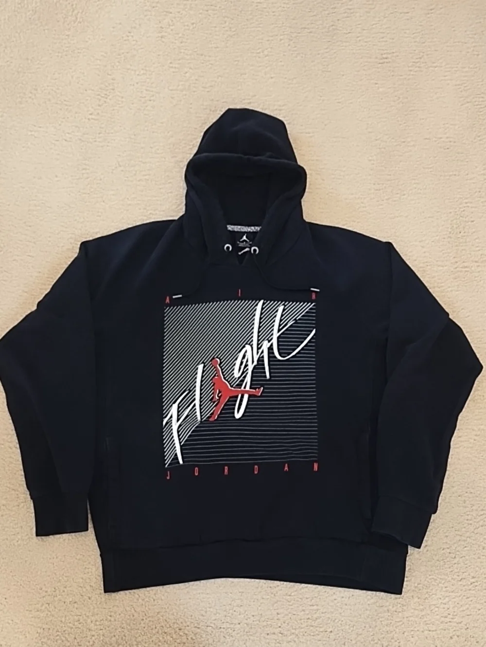 Jordan Black Hoodie with Red & White Flight Graphic